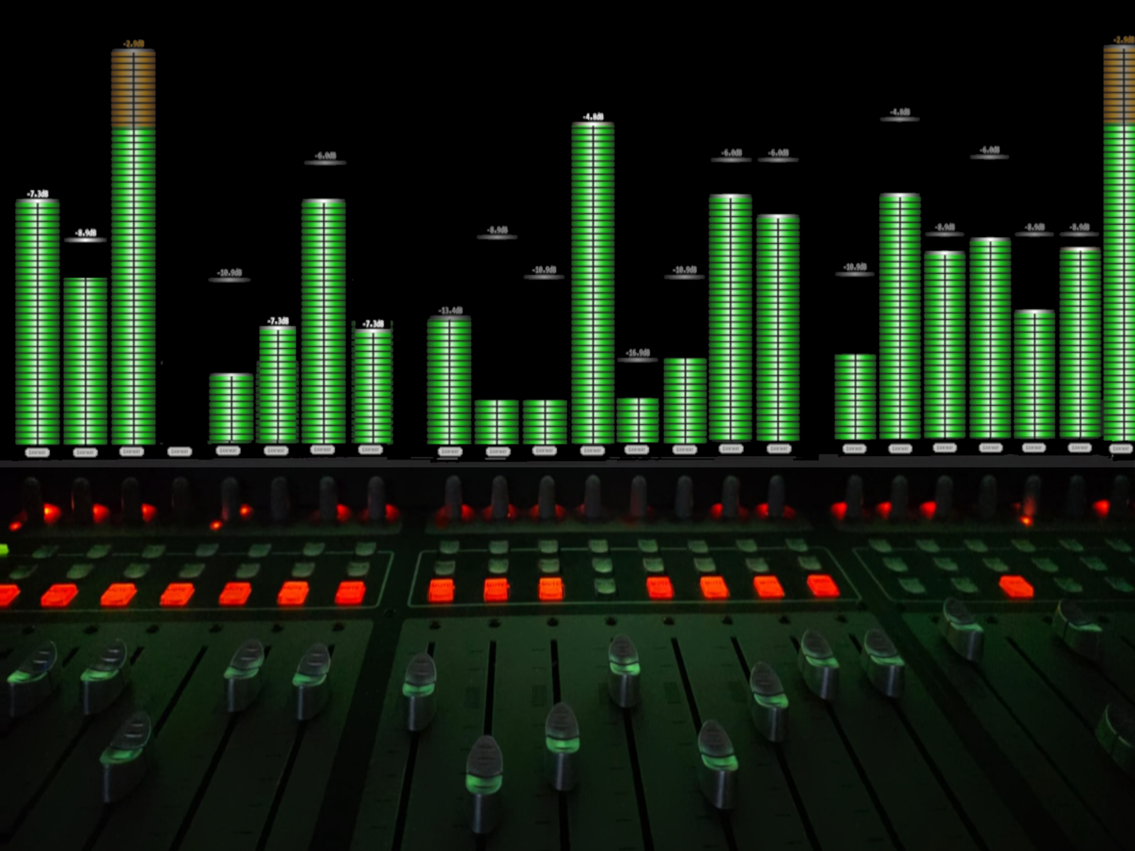 Mixbus - DAWWAY - Tascam US 2400 - 24 Tracks. Cylindar Style meters